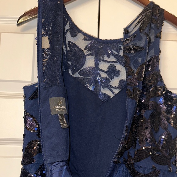 Adrianna Papell Elegant Navy Blue Sequin Dress - Picture 8 of 14